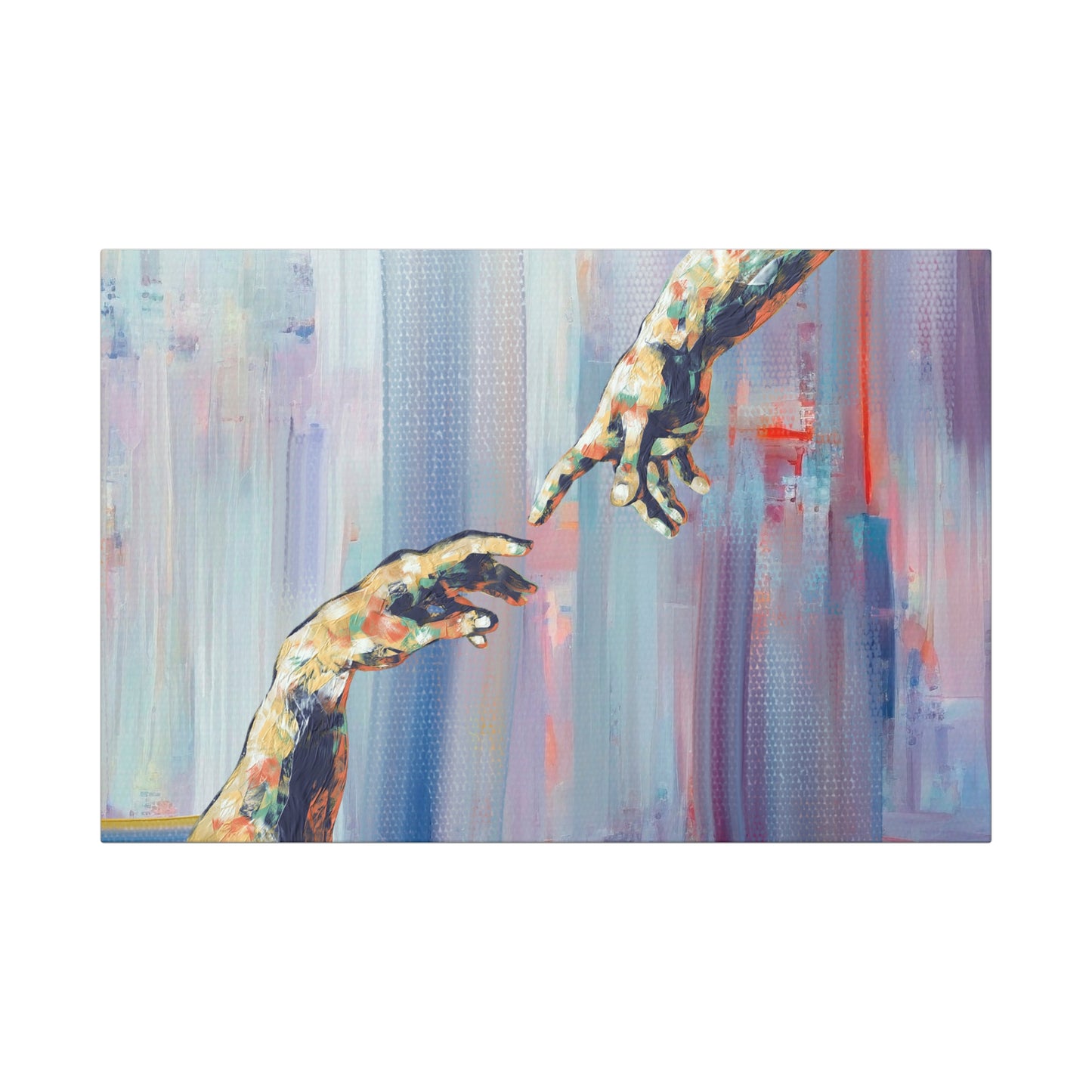 Modern Genesis Canvas Art Wrap – Abstract Michelangelo Hands Painting