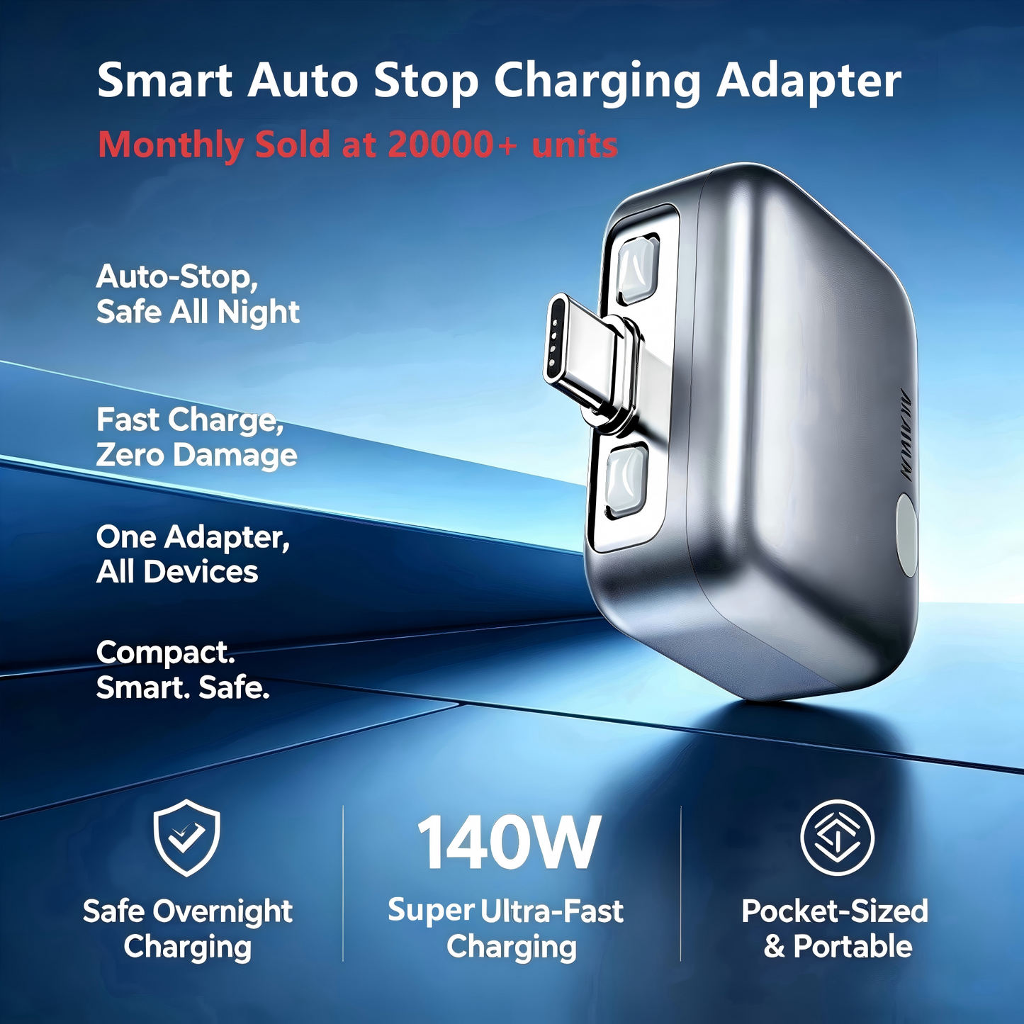 AI Smart Charge Auto Disconnect USB-C Adapter