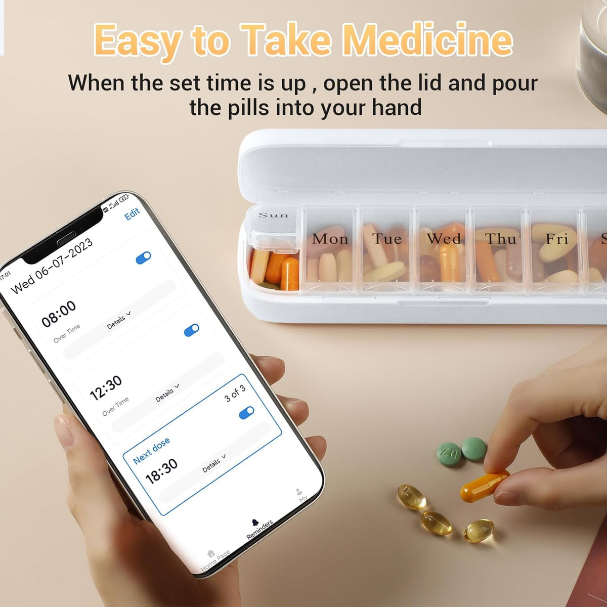 Smart Bluetooth Pill Organizer with App & Medication Reminders