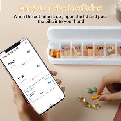 Smart Bluetooth Pill Organizer with App & Medication Reminders