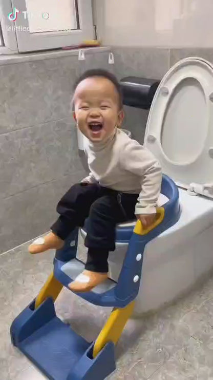 Toddler Potty Training Toilet Seat with Step Stool Ladder – Foldable & Adjustable